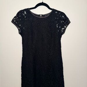 Club Monaco Black Lace / leather trim Mini Dress